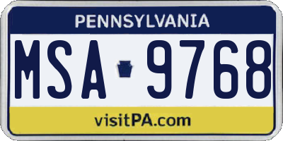 PA license plate MSA9768