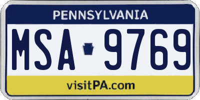 PA license plate MSA9769