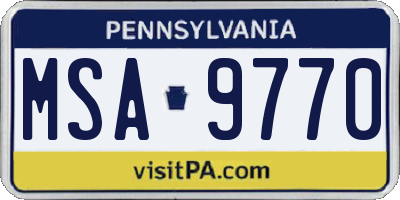 PA license plate MSA9770
