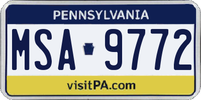 PA license plate MSA9772