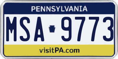 PA license plate MSA9773