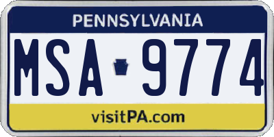 PA license plate MSA9774