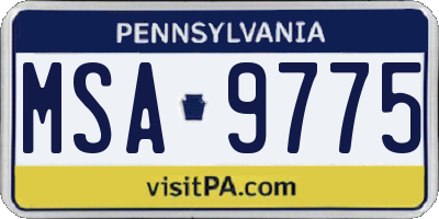 PA license plate MSA9775