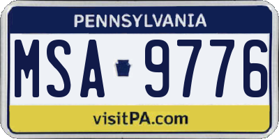 PA license plate MSA9776