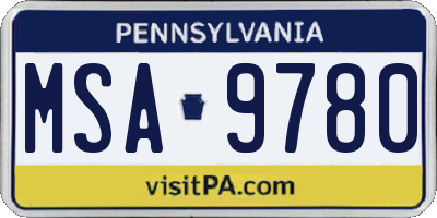 PA license plate MSA9780