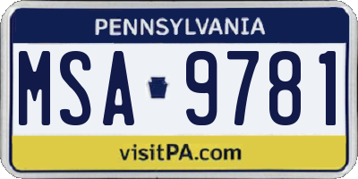 PA license plate MSA9781