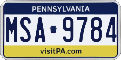 PA license plate MSA9784