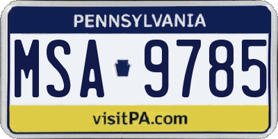 PA license plate MSA9785