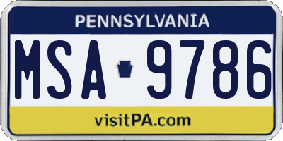 PA license plate MSA9786