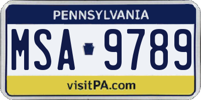 PA license plate MSA9789
