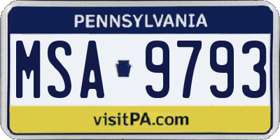 PA license plate MSA9793