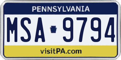 PA license plate MSA9794