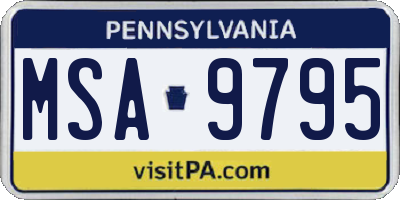 PA license plate MSA9795