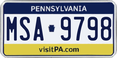 PA license plate MSA9798