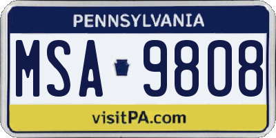 PA license plate MSA9808