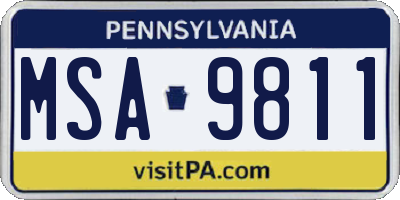 PA license plate MSA9811