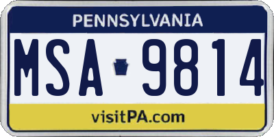 PA license plate MSA9814