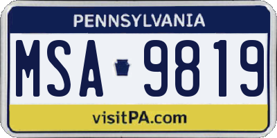 PA license plate MSA9819