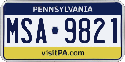PA license plate MSA9821
