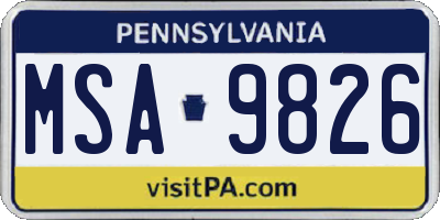PA license plate MSA9826
