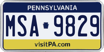 PA license plate MSA9829