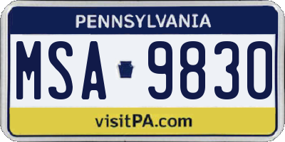 PA license plate MSA9830
