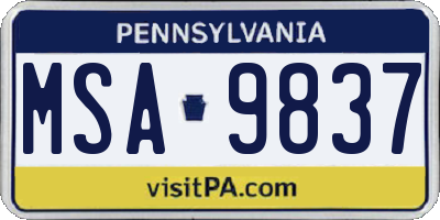 PA license plate MSA9837