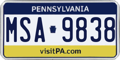 PA license plate MSA9838