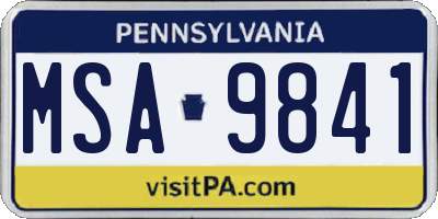 PA license plate MSA9841