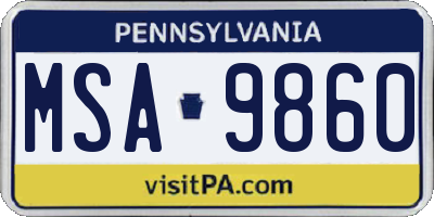 PA license plate MSA9860