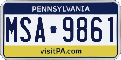 PA license plate MSA9861