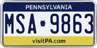 PA license plate MSA9863