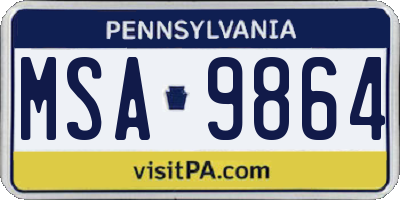 PA license plate MSA9864