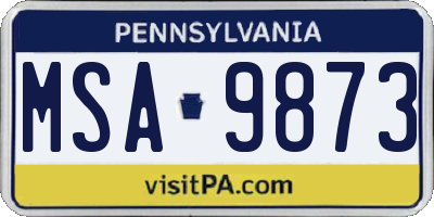 PA license plate MSA9873