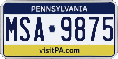 PA license plate MSA9875