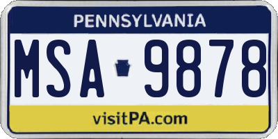 PA license plate MSA9878