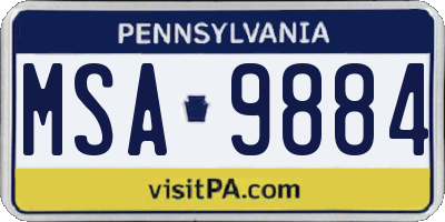 PA license plate MSA9884