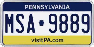 PA license plate MSA9889