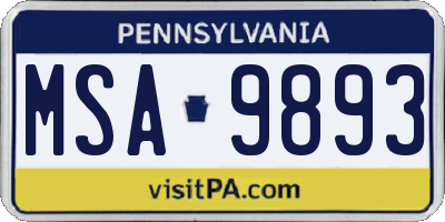 PA license plate MSA9893