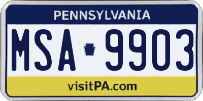 PA license plate MSA9903