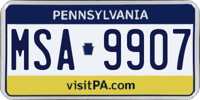PA license plate MSA9907