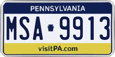 PA license plate MSA9913