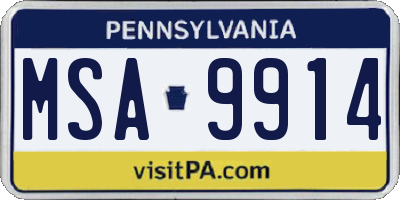 PA license plate MSA9914