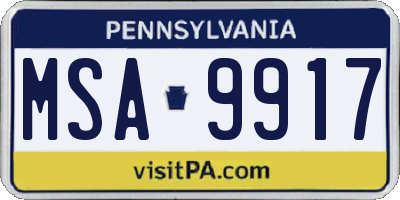 PA license plate MSA9917