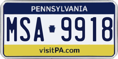 PA license plate MSA9918