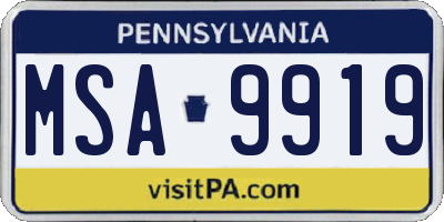 PA license plate MSA9919
