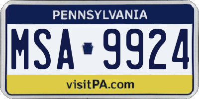 PA license plate MSA9924