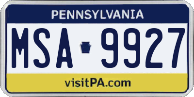 PA license plate MSA9927