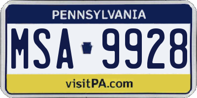 PA license plate MSA9928