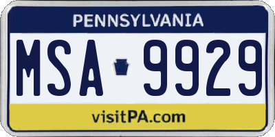 PA license plate MSA9929